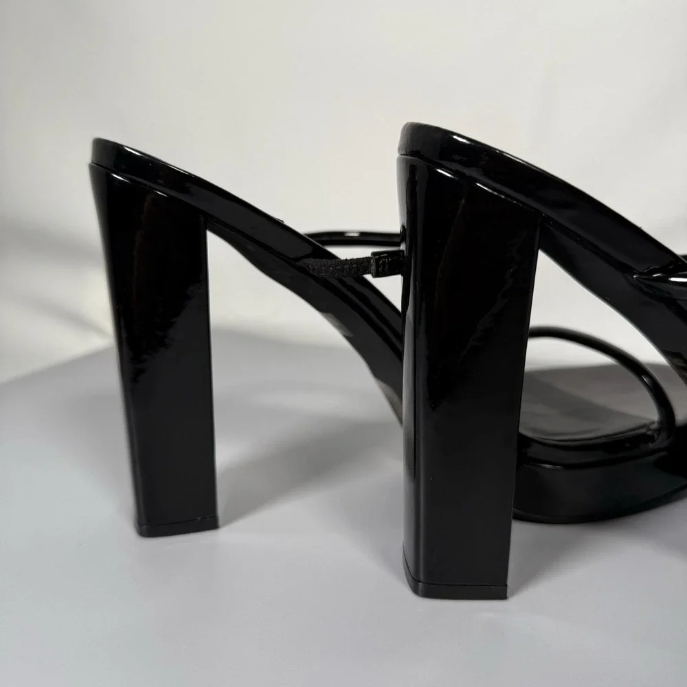 Jeffrey Campbell Hustler Platform‎ Heel Black Patent Leather 7.5